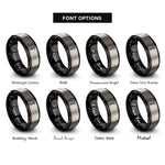 font options for inside engraving on black & gray torx screw rings