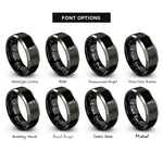 font options for inside engraving on black & grey torx screw rings