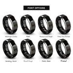 font options for inside engraving on black & gray torx screw rings