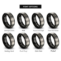 font options for inside engraving on black & silver torx screw rings