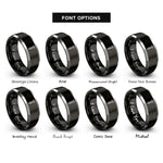font options for inside engraving on black & gray torx screw rings