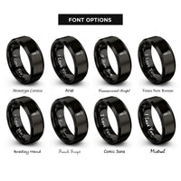 font options for inside engraving on black torx screw rings