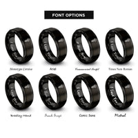 font options for inside engraving on black torx screw rings