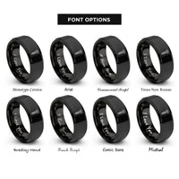 font options for inside engraving on black torx screw rings