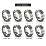 font options for inside engraving on gray torx screw rings