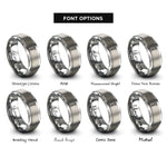 font options for inside engraving on gray torx screw rings