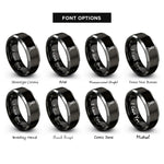 font options for inside engraving on black & gray total station rings