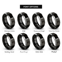 font options for inside engraving on black & gray total station rings
