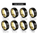 font options for inside engraving on black & gold toucan rings