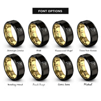font options for inside engraving on black & gold toucan rings