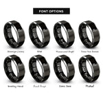 font options for inside engraving on black & grey tow line carabiner rings