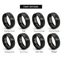 font options for inside engraving on black tow line carabiner rings