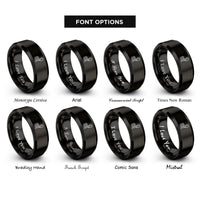 font options for inside engraving on black tow line carabiner rings
