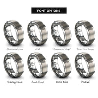 font options for inside engraving on gray tow line carabiner rings