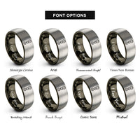 font options for inside engraving on gunmetal & grey tow strap rings