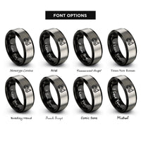 font options for inside engraving on black & silver tow truck hook rings