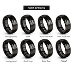 font options for inside engraving on black tow truck hook rings