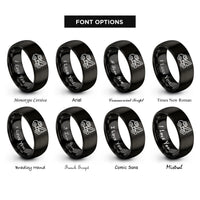 font options for inside engraving on black tow truck hook rings