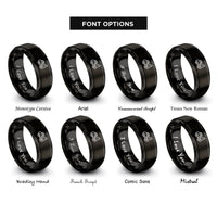 font options for inside engraving on black tow truck hook rings