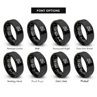 font options for inside engraving on black tow truck hook rings