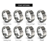 font options for inside engraving on gray tow truck hook rings