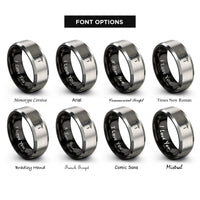font options for inside engraving on black & gray tower crane rings
