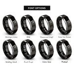 font options for inside engraving on black & silver tower crane rings