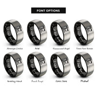 font options for inside engraving on black & grey tower crane rings