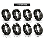 font options for inside engraving on black & silver tower crane rings