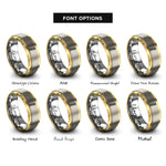 font options for inside engraving on gold & silver tower pisa rings