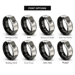 font options for inside engraving on black & silver toxic skull rings