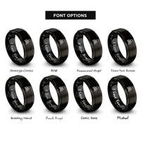 font options for inside engraving on black toxic skull rings