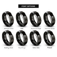 font options for inside engraving on black & grey toxic skull crossbones rings