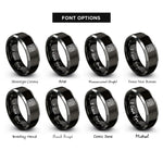 font options for inside engraving on black & silver tracery panel rings