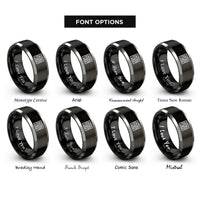 font options for inside engraving on black & silver tracery panel rings