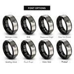 font options for inside engraving on black & gray traction boards rings