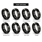 font options for inside engraving on black & silver traction boards rings