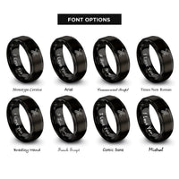 font options for inside engraving on black traction boards rings