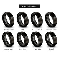 font options for inside engraving on black traction boards rings