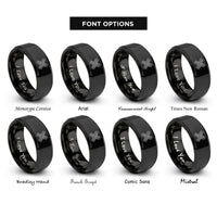 font options for inside engraving on black traction boards rings