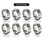 font options for inside engraving on gray traction boards rings