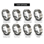 font options for inside engraving on grey traction boards rings