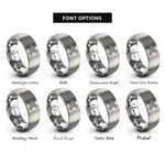 font options for inside engraving on gray traction boards rings