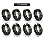 font options for inside engraving on black & gray tractor rings