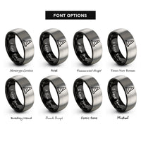 font options for inside engraving on black & silver traffic cone rings
