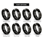 font options for inside engraving on black & gray traffic cone rings