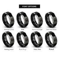 font options for inside engraving on black & gray traffic cone rings