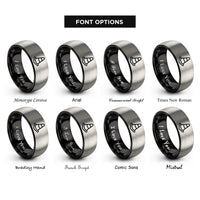 font options for inside engraving on black & silver traffic cone rings