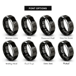 font options for inside engraving on black & grey traffic cone rings