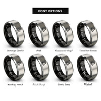 font options for inside engraving on black & gray traffic cone rings